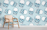 Papier peint mural motif squelette bleu - Vignette | Mr Papier Peint