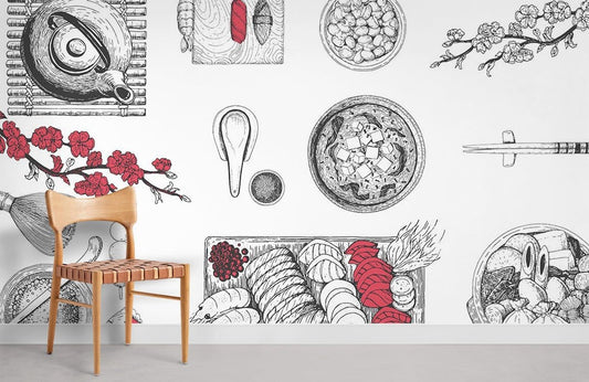 Papier Peint Mural Motif Vaisselle - Le meilleur Papier peint panoramique Sur mesure