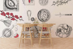Papier peint mural motif vaisselle pour une cuisine pleine de poésie - Vignette | Mr Papier Peint