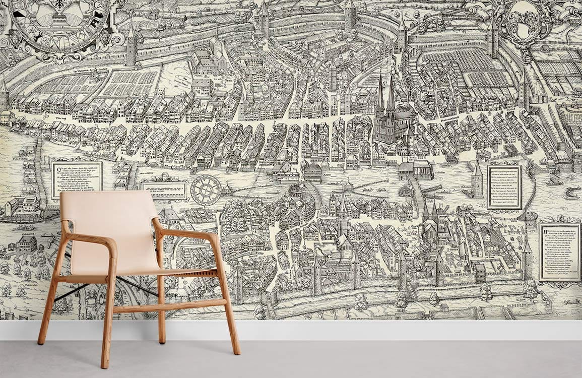 Papier peint mural motif village - Le meilleur Papier peint panoramique Sur mesure