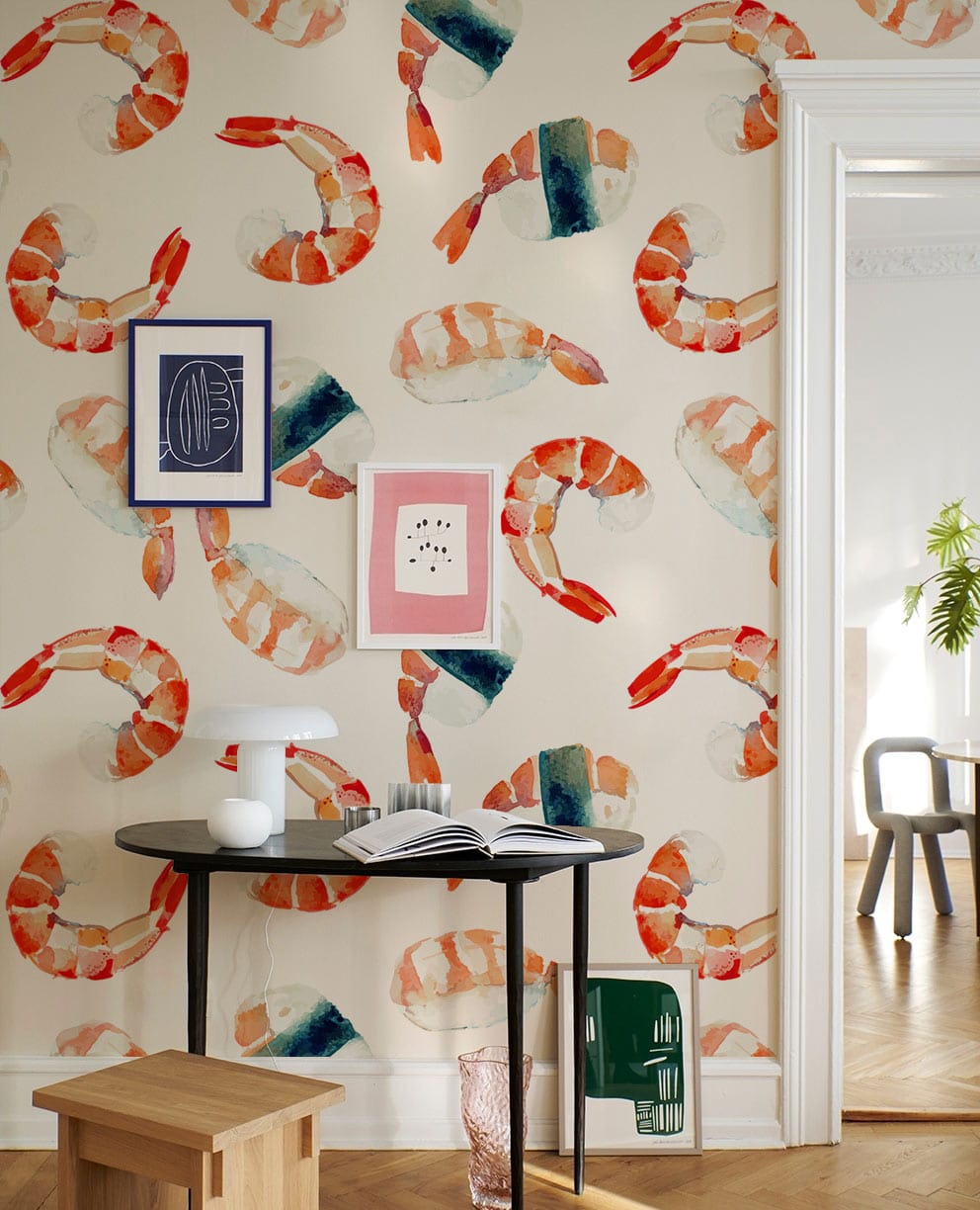 Papier peint mural motifs sushi aux crevettes - Le meilleur Papier peint panoramique Sur mesure