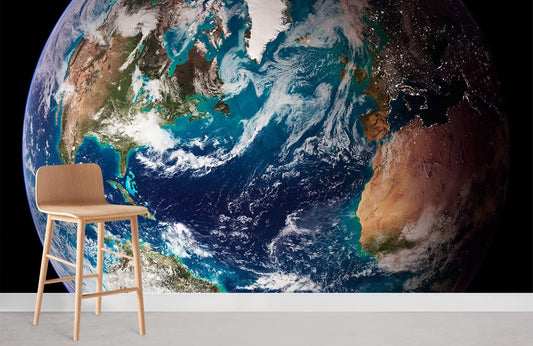 Chaise en bois avec siège rembourré beige pour peinture murale NASA ou papier peint mural NASA