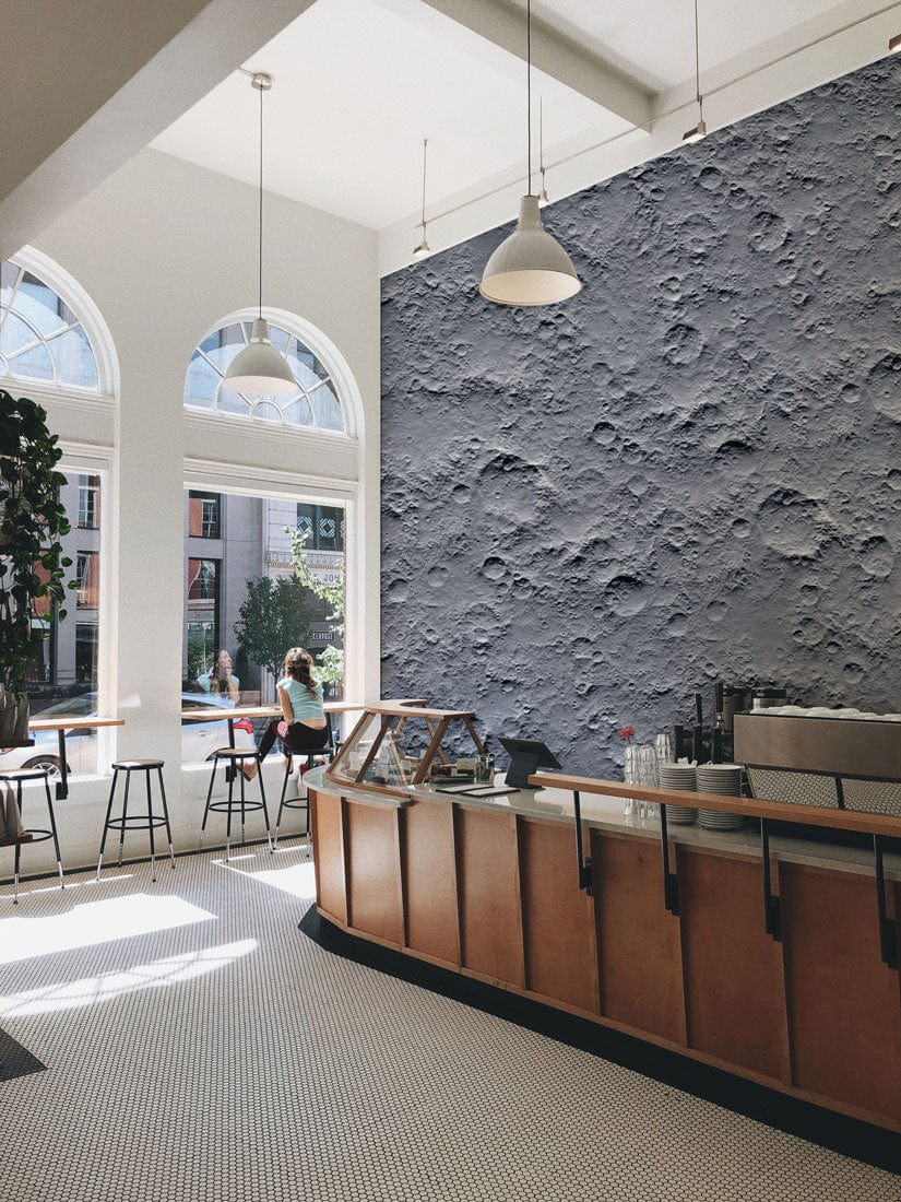 Papier peint mural Nids-de-poule avec mur mural texture lune pour café élégant