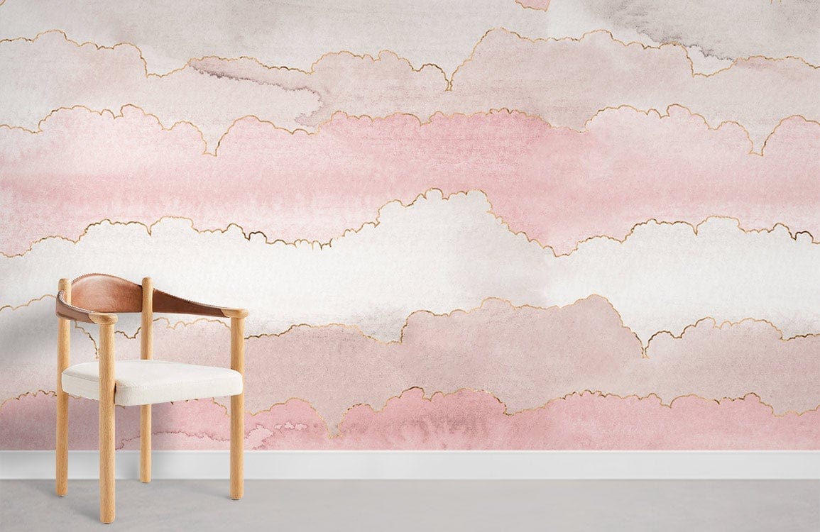 Papier peint mural Nuages Roses et Rêveurs - Le meilleur Papier peint panoramique Sur mesure