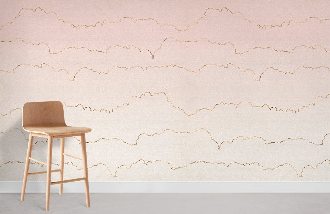 Papier Peint Mural Nuages Roses Ombrés - Le meilleur Papier peint panoramique Sur mesure