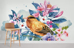 Papier Peint Mural Oiseau dans un Décor Floral - Vignette | Mr Papier Peint