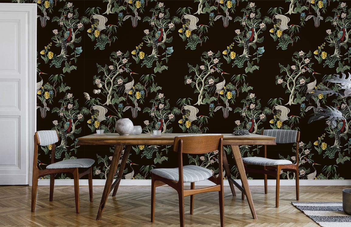 Papier Peint Mural Oiseaux & Arbres à Répétition - Le meilleur Papier peint panoramique Sur mesure