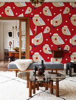 Papier peint mural Oiseaux et Fraises - Vignette | Mr Papier Peint