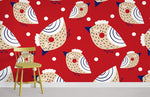 Papier peint mural Oiseaux et Fraises - Vignette | Mr Papier Peint