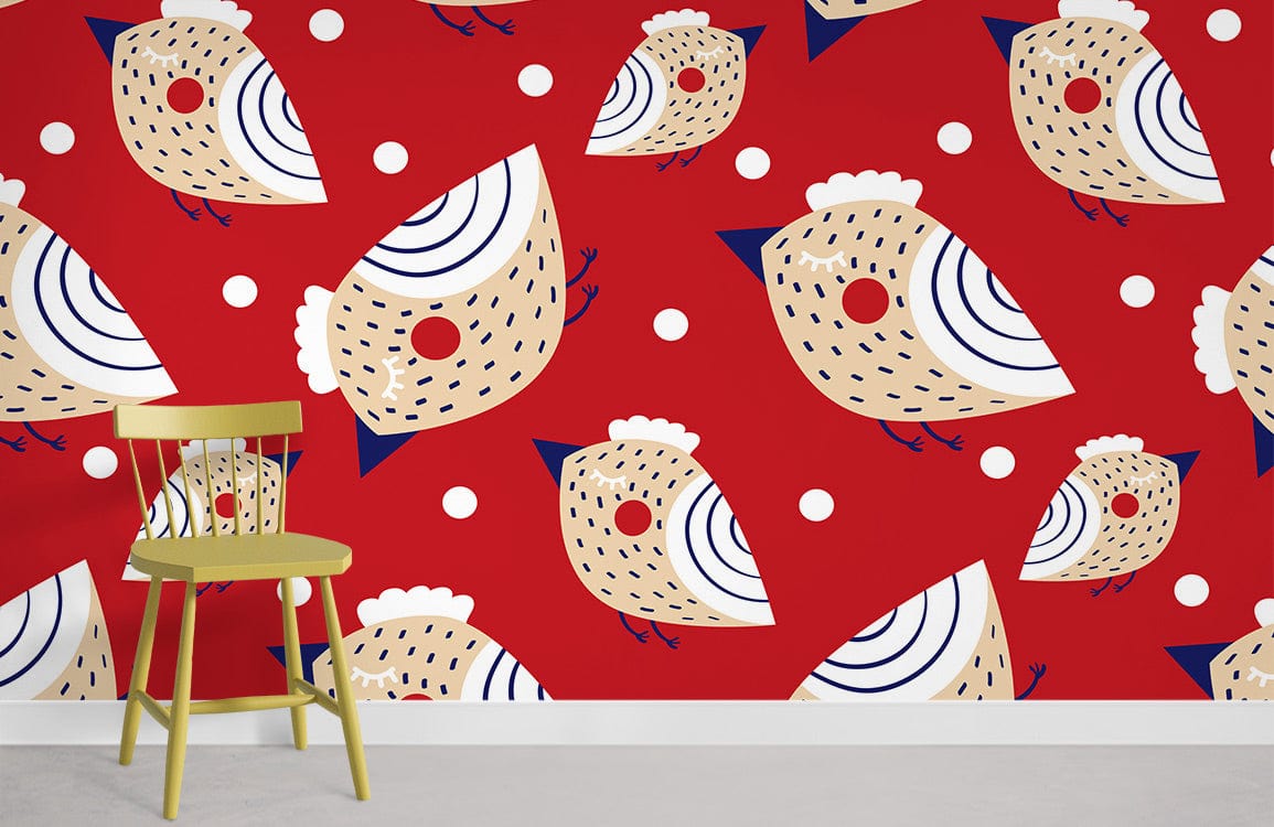 Papier peint mural Oiseaux et Fraises - Le meilleur Papier peint panoramique Sur mesure