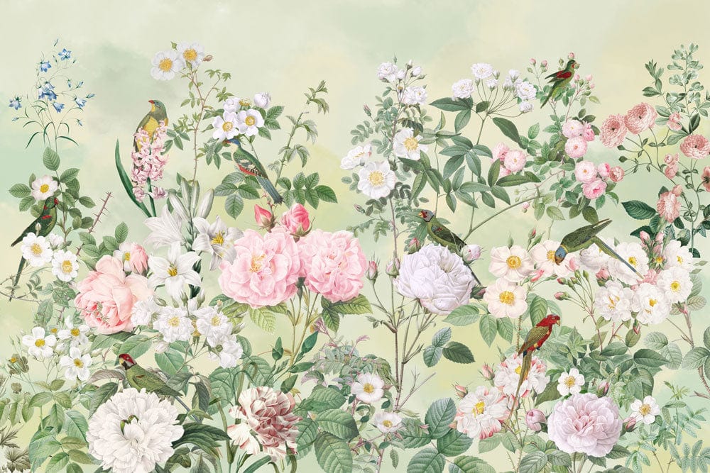 Papier Peint Mural Oiseaux & Fleurs Parfumées - Le meilleur Papier peint panoramique Sur mesure