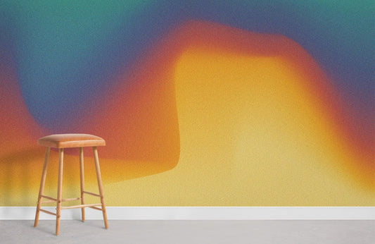 Barre de chaise en bois avec siège en cuir brun, parfait pour le papier peint mural Ombre Légère