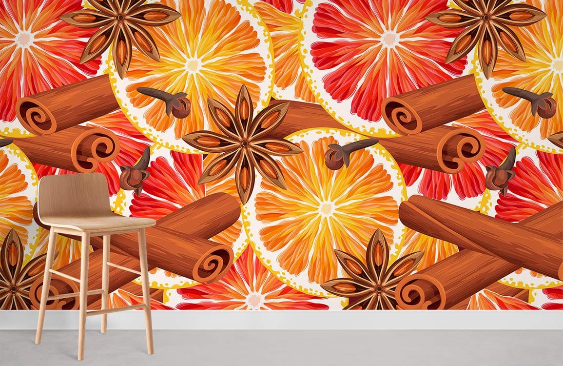 Papier peint mural orange à la cannelle - Le meilleur Papier peint panoramique Sur mesure