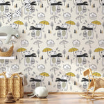 Papier peint mural ours avec parapluie pour chambre enfant enchantée - Vignette | Mr Papier Peint
