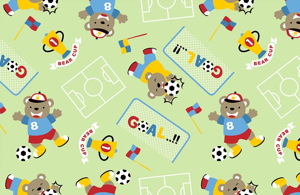 Papier peint mural Ours & Football - Le meilleur Papier peint panoramique Sur mesure