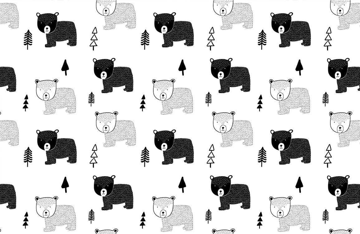 Motif répétitif de ours et arbres pour le papier peint mural ours muralours