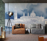 Papier Peint Mural Palais Esquisse Bleue - Vignette | Mr Papier Peint