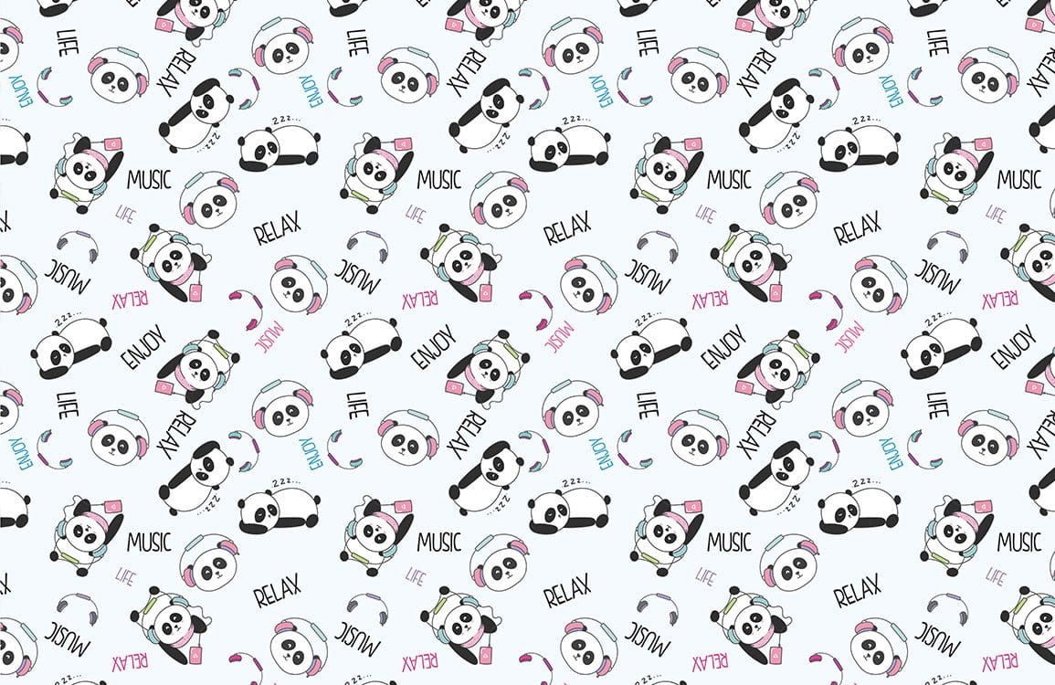 Papier Peint Mural Panda Amoureux de Musique - Le meilleur Papier peint panoramique Sur mesure