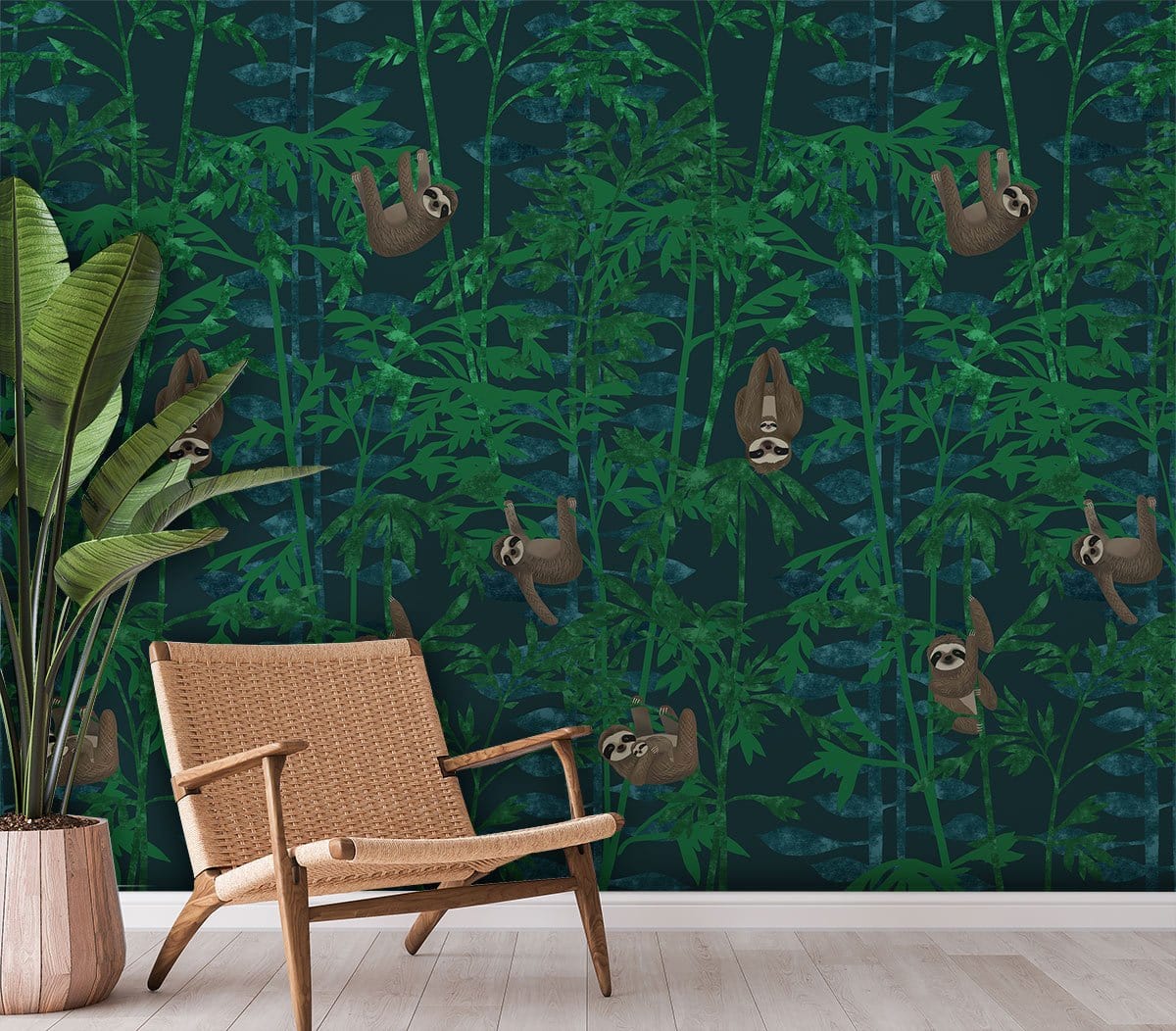 Papier Peint Mural Paresseux dans la Jungle - Le meilleur Papier peint panoramique Sur mesure