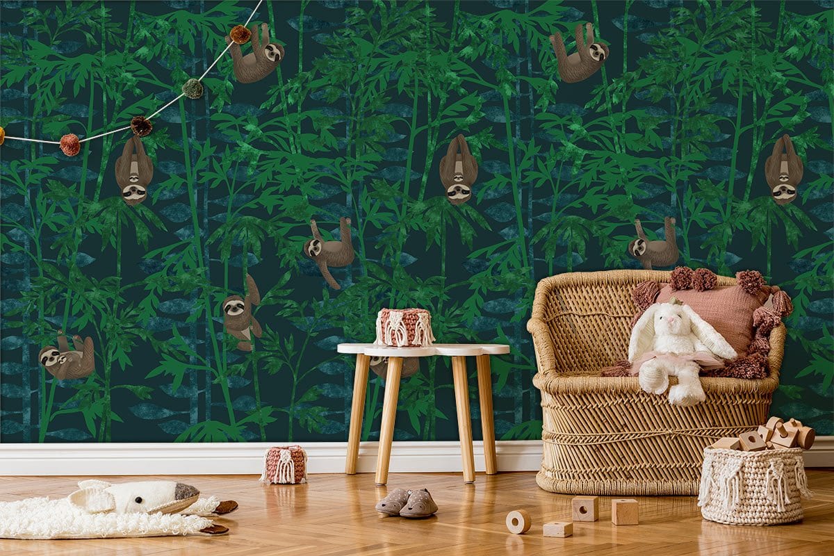 Papier Peint Mural Paresseux dans la Jungle - Le meilleur Papier peint panoramique Sur mesure