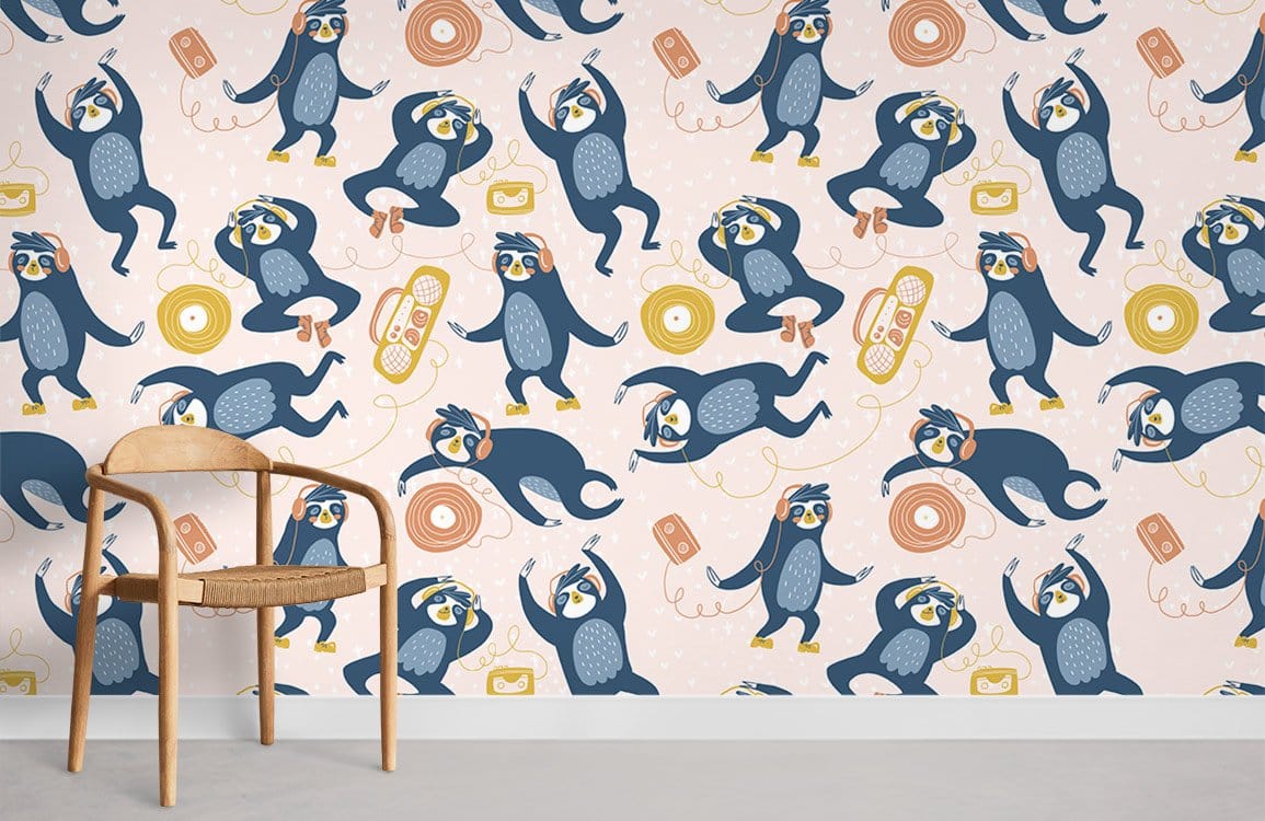 Papier Peint Mural Pépère Musicien Paresseux - Le meilleur Papier peint panoramique Sur mesure