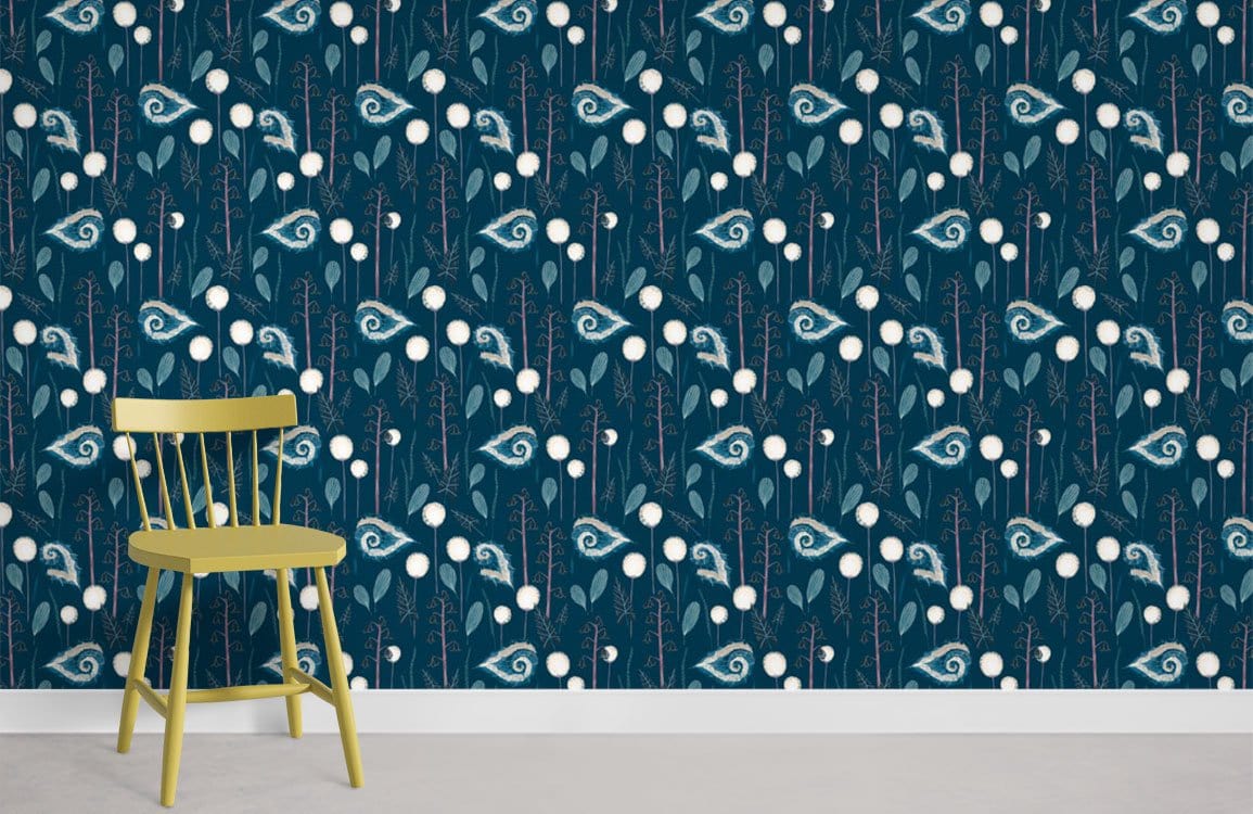Papier peint mural Pétales bleu foncé - Le meilleur Papier peint panoramique Sur mesure