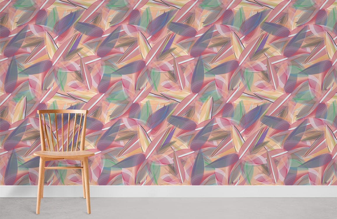Chaise Windsor en bois avec dossier à lattes, idéal pour le papier peint mural pétales colorés