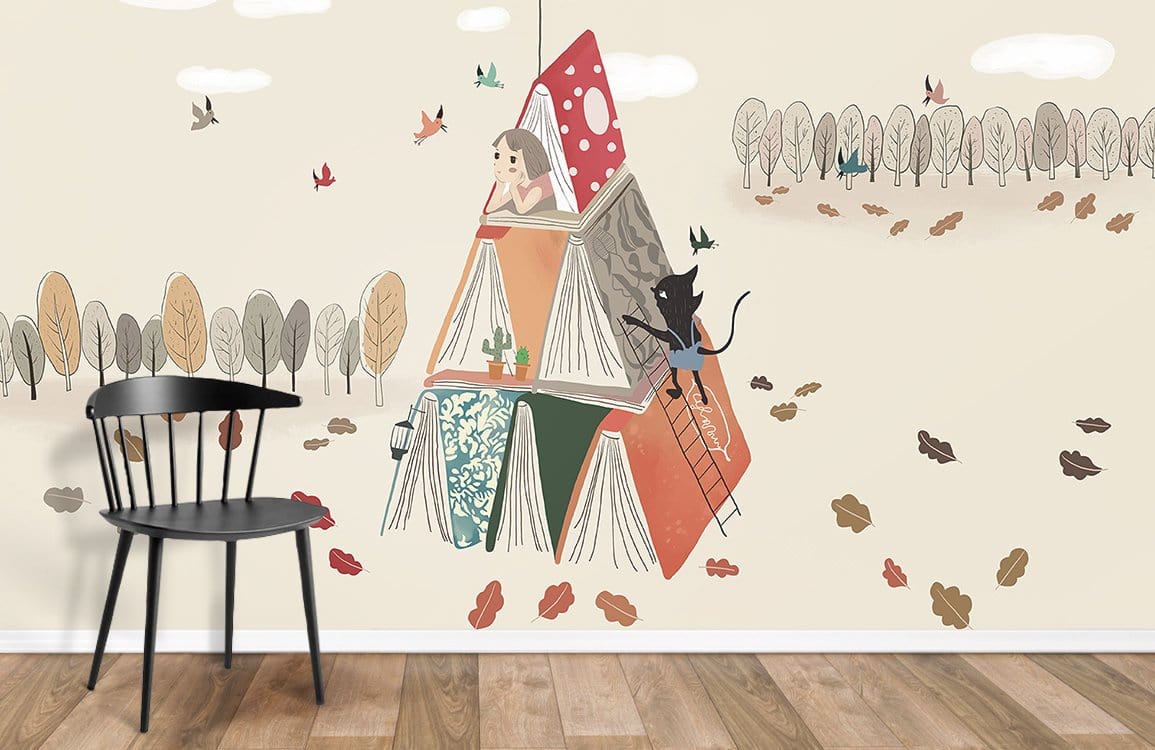 Papier peint mural Petite Tente de Livres - Le meilleur Papier peint panoramique Sur mesure