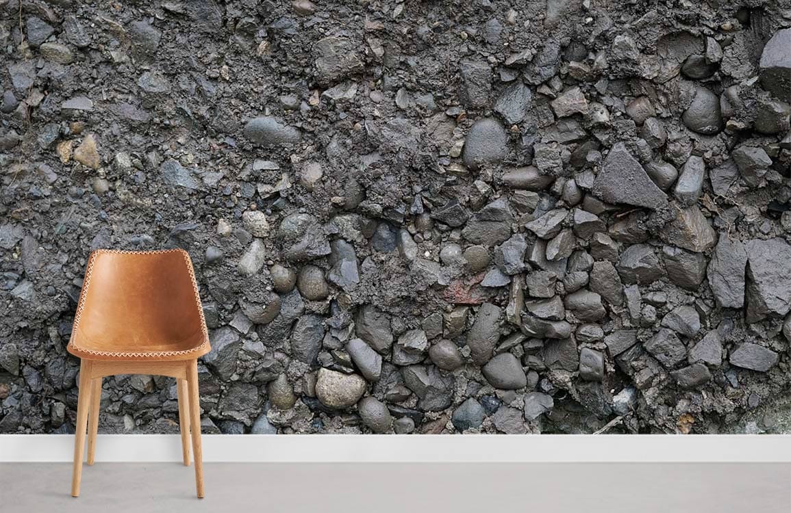 Chaise de salle à manger en cuir marron avec jambes en bois, idéal pour mural pierres brisées