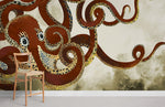 Murale Pieuvre Géante Rouge Voyage Fantaisiste Sous-Marin - Vignette | Mr Papier Peint