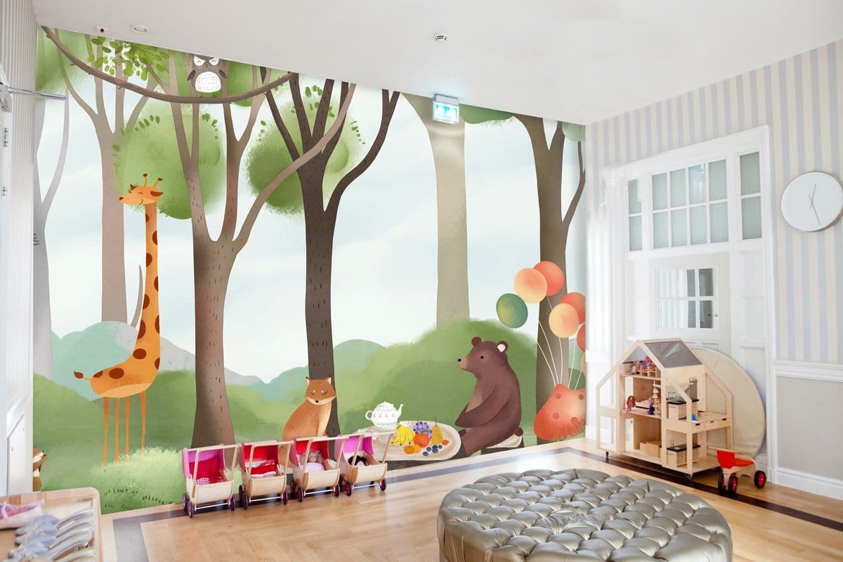 Papier Peint Mural Pique-Nique en Forêt - Le meilleur Papier peint panoramique Sur mesure