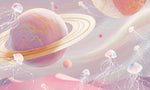 Rêve Astral avec Papier Peint Mural Planètes et Méduses Lumineuses - Vignette | Mr Papier Peint