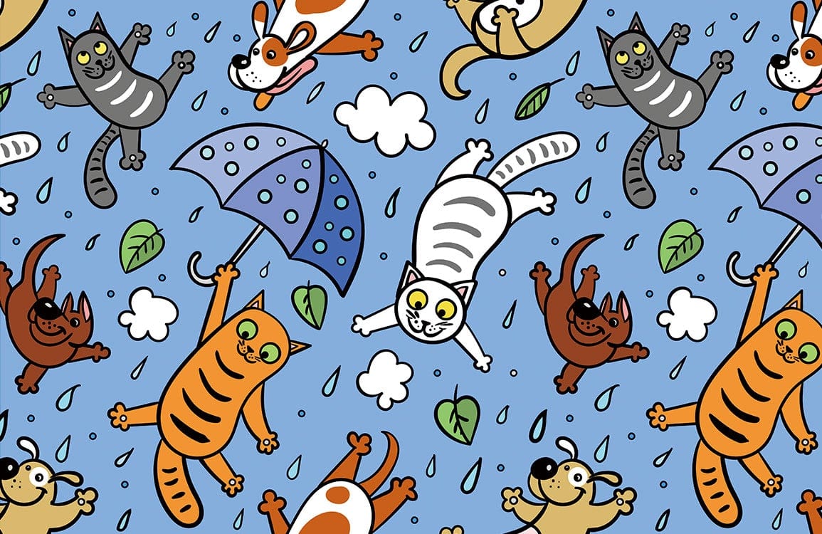 Papier peint mural Pluie de chats et de chiens - Le meilleur Papier peint panoramique Sur mesure