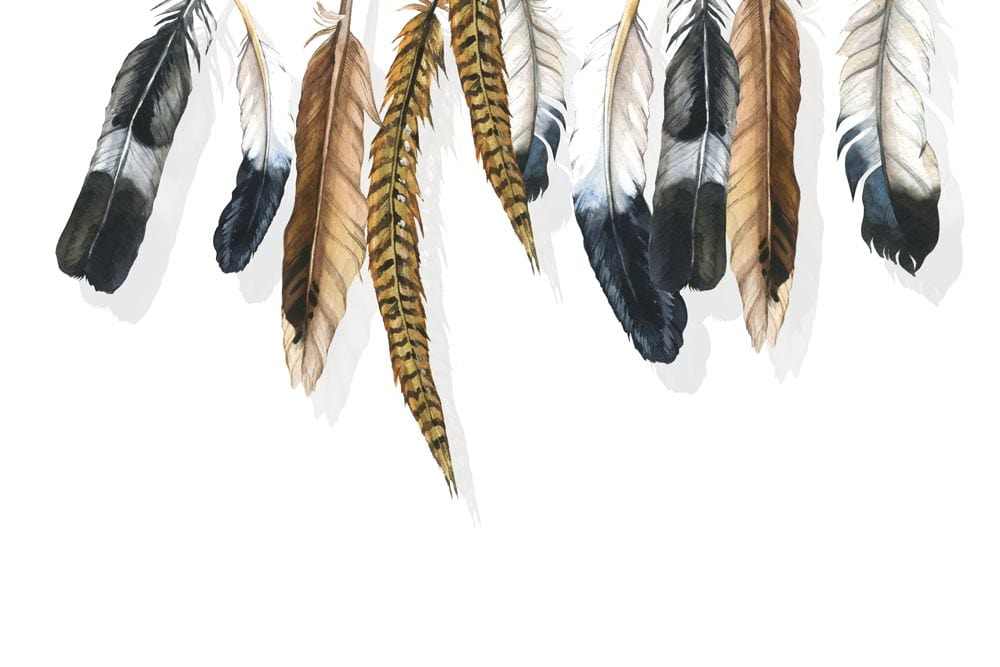 Illustration aquarelle de plumes suspendues pour peint mural plumes et papier peint mural