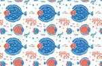 Papier Peint Mural Poissons Bleus et Rouges - Vignette | Mr Papier Peint