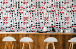 Mural Poker Donomies Élégance ludique en noir rouge et blanc - Vignette | Mr Papier Peint