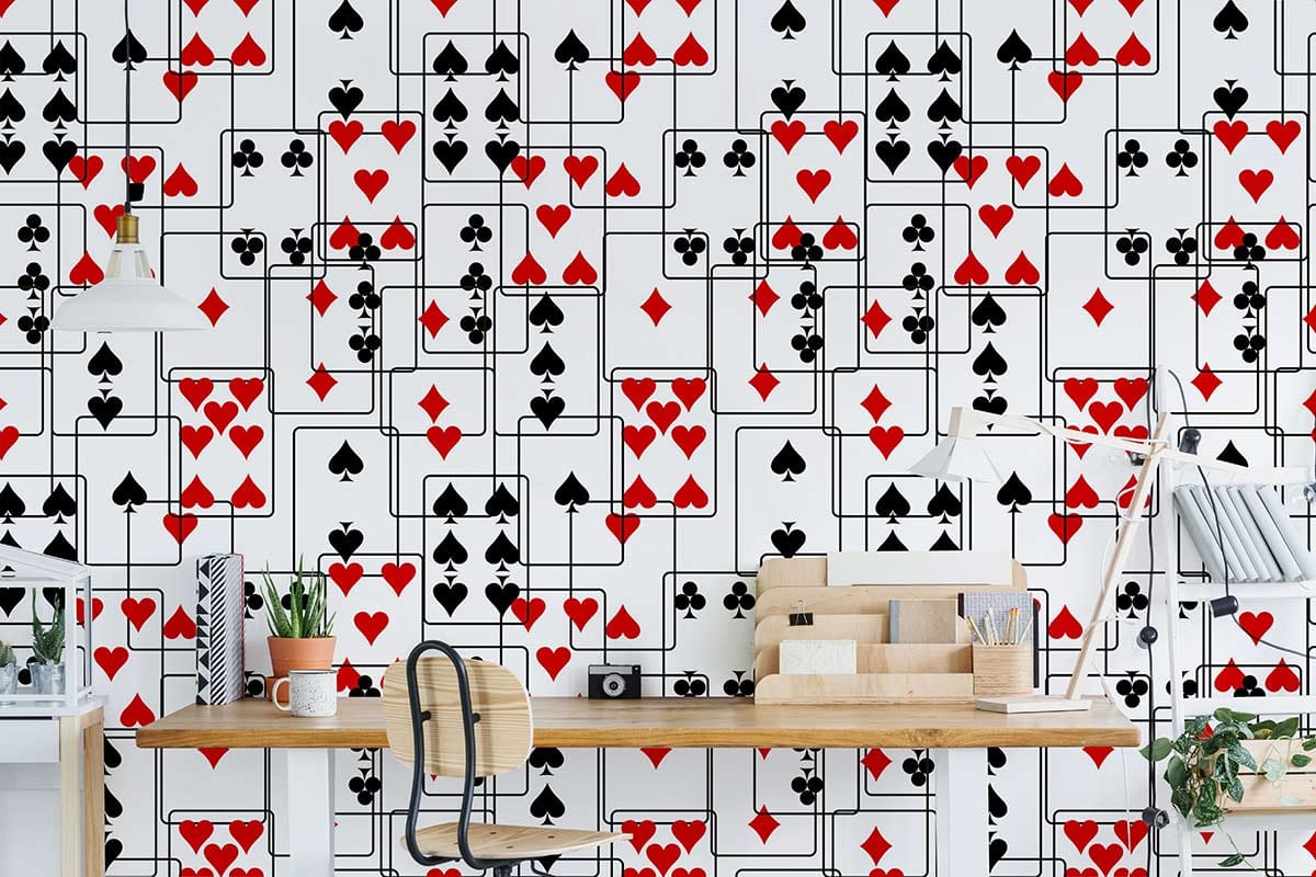 Wallpaper avec motif de cartes à jouer pour murale Poker Donomies peinture murale poker
