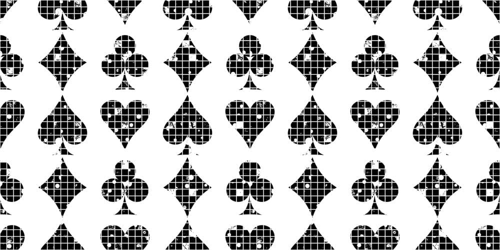 Papier peint mural poker avec motifs de cartes distressed pour décoration murale poker