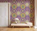 Papier peint mural Mandala Violet Éclatant Mural Polygone Cercle - Vignette | Mr Papier Peint
