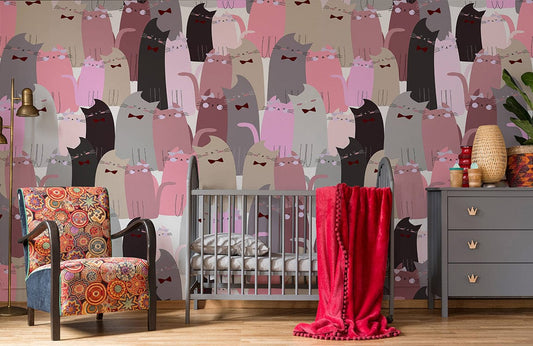 Papier peint mural pour couples de chats Pinky - Le meilleur Papier peint panoramique Sur mesure