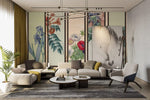 Papier peint mural élégant pour paravent pliant et chaise en bois noir - Vignette | Mr Papier Peint