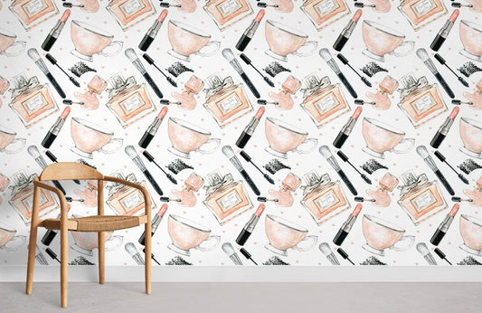 Chaise en bois avec siège tissé, idéale pour papiers peints panoramiques de Beauté