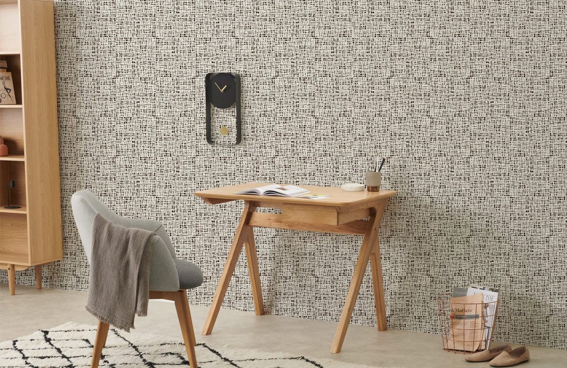 Image d’un bureau en bois minimaliste avec tiroir, parfait pour le papier peint mural puzzle