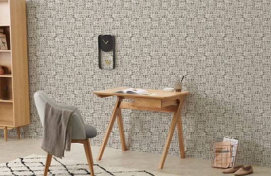 Image d’un bureau en bois minimaliste avec tiroir, parfait pour le papier peint mural puzzle