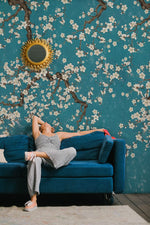 Décoration murale florale avec Papier Peint Mural Rameau en Fleurs - Vignette | Mr Papier Peint