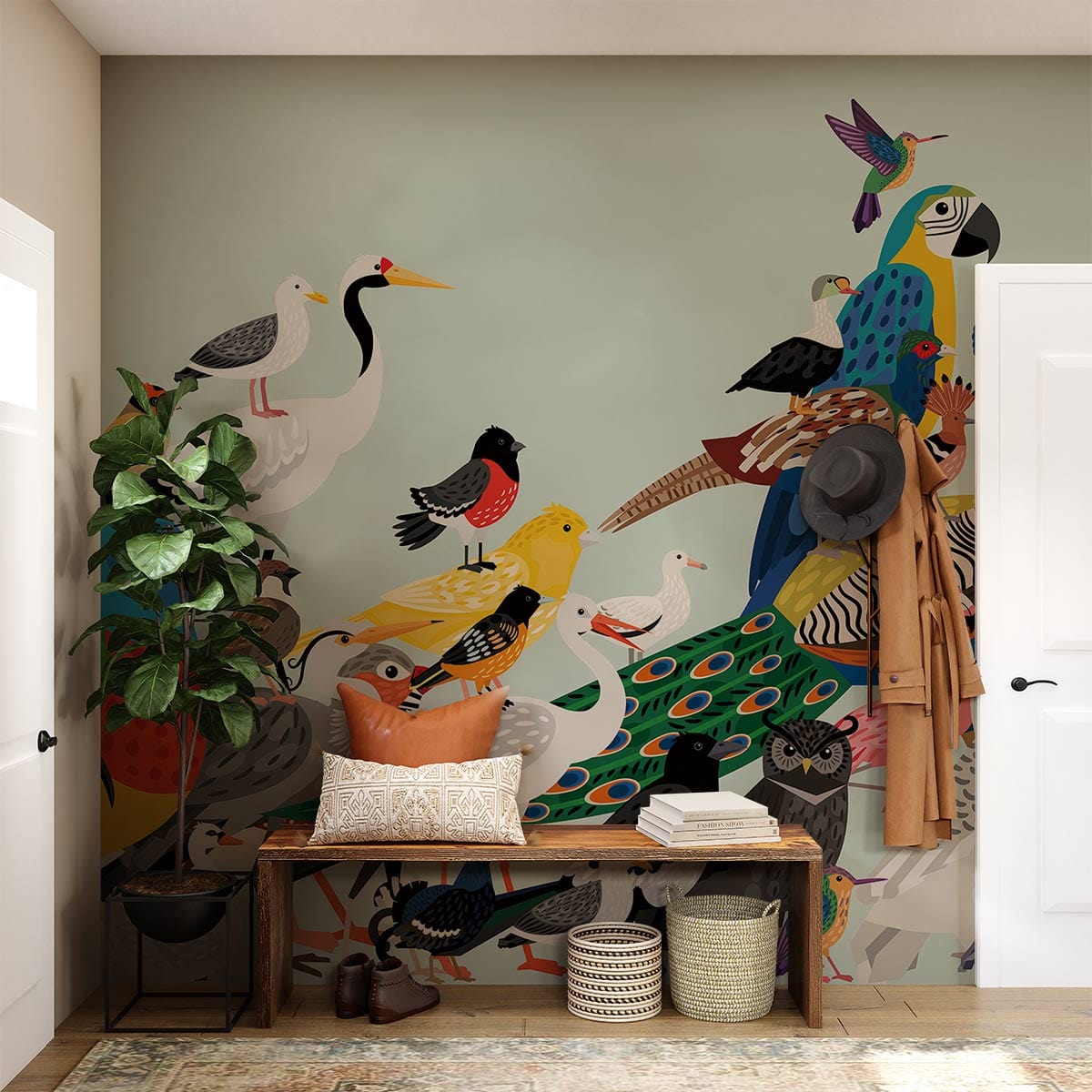 Papier peint mural Rassemblement d’oiseaux - Le meilleur Papier peint panoramique Sur mesure