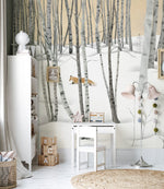 Peint mural renard des neiges dans la forêt enchantée - Vignette | Mr Papier Peint