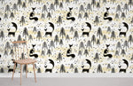 Papier peint mural Forêt de Pins et Renards Noirs - Vignette | Mr Papier Peint