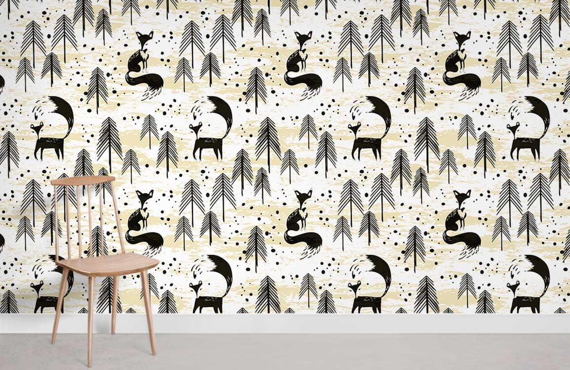 Papier peint mural représentant des illustrations de renards - Le meilleur Papier peint panoramique Sur mesure