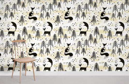 Papier peint mural représentant des illustrations de renards - Le meilleur Papier peint panoramique Sur mesure